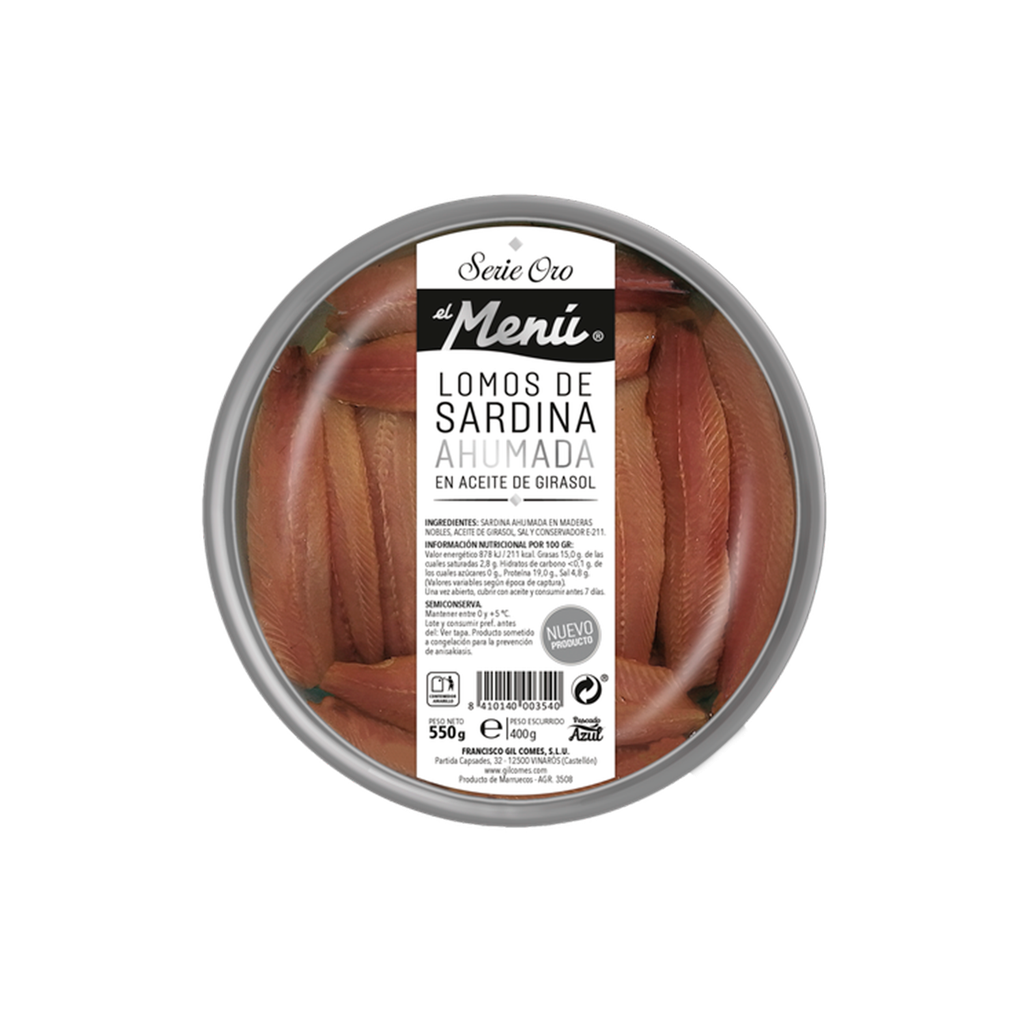 UND 6 LOMO DE SARDINA AHUMADA SERIE ORO T-550 G EL MENU