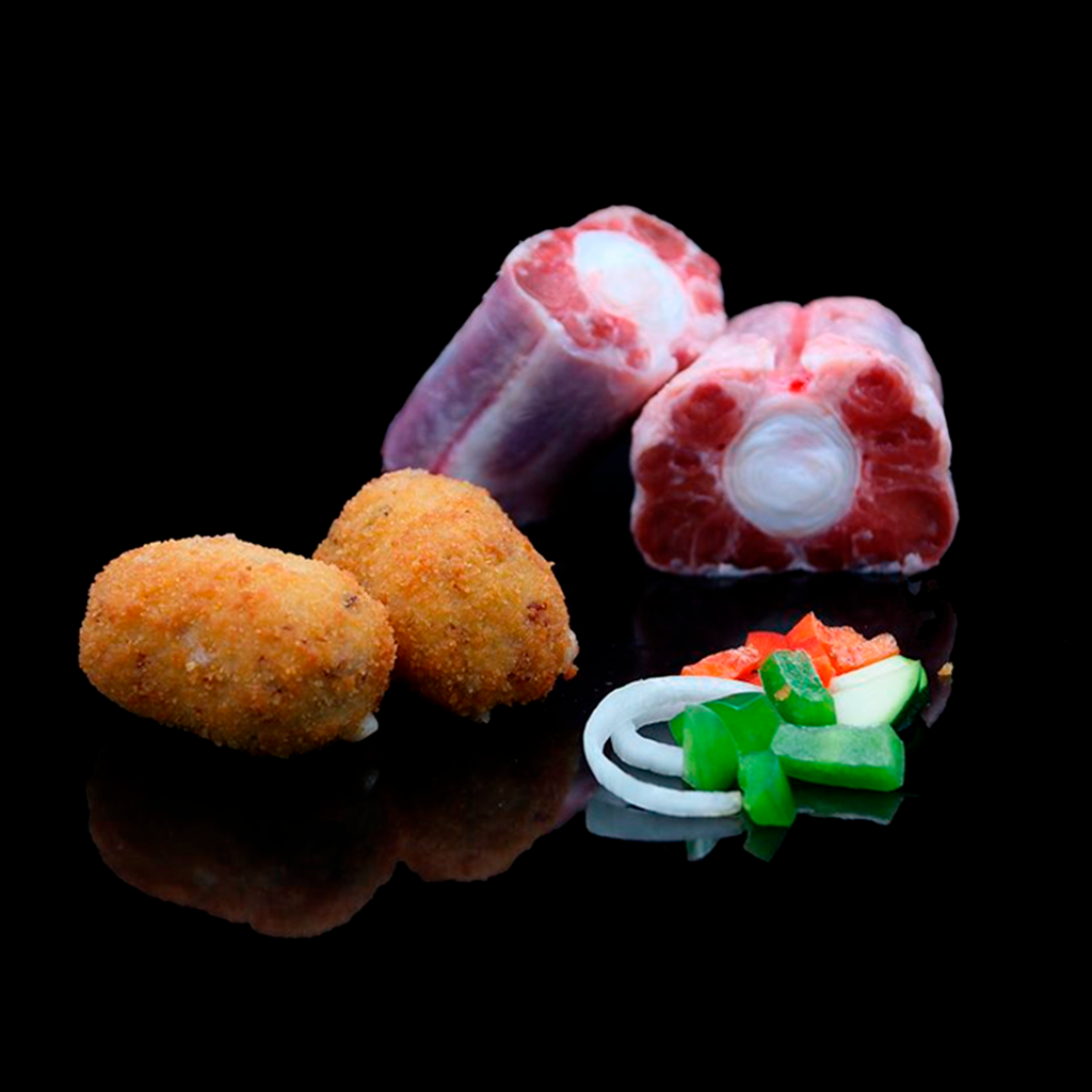 CAJA 60 UND 35 G CROQUETAS RABO DE TORO 2 KG VAREA