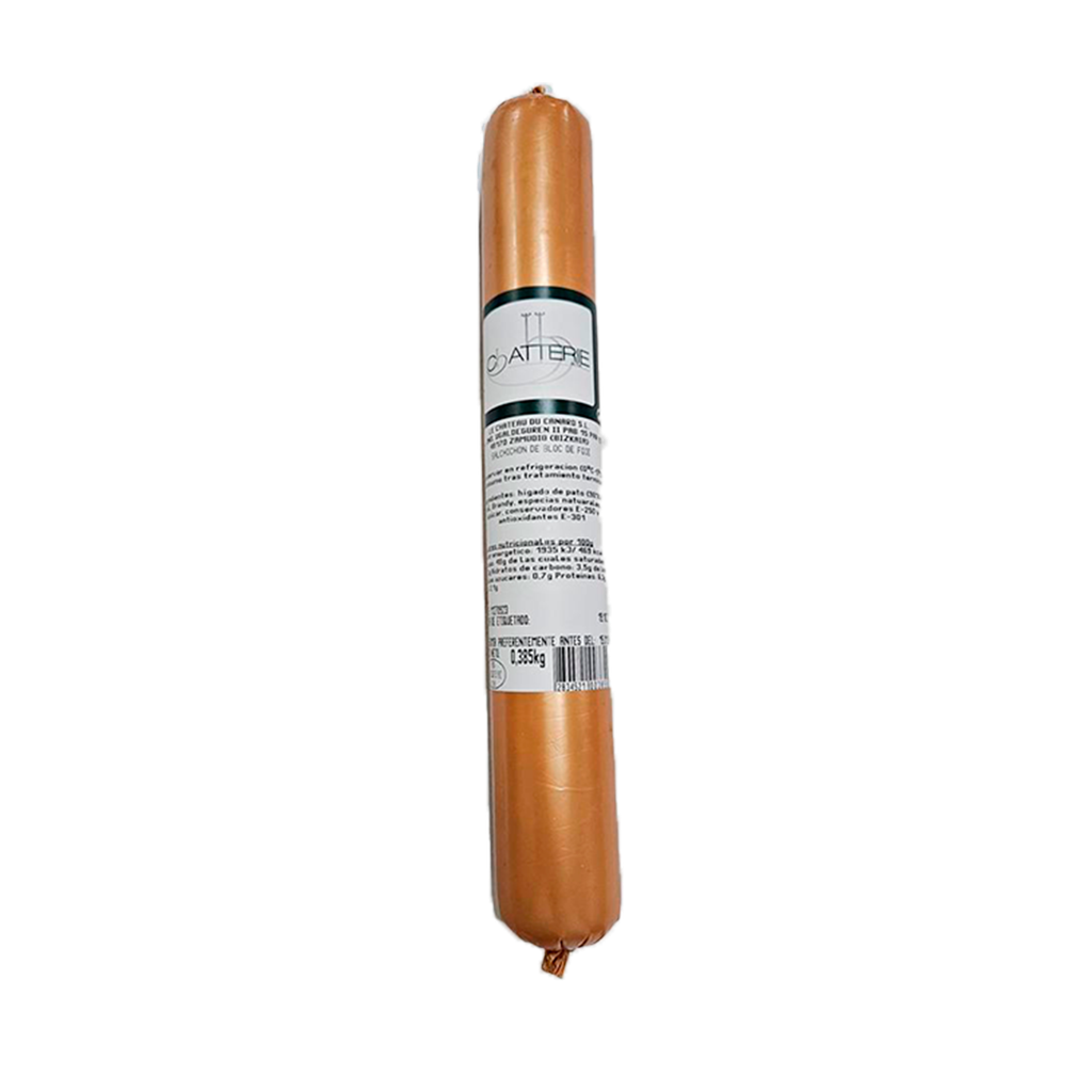 KG 2.4 SALCHICHON FOIE - PATO BLOC 95 % TROZOS 300/400 GR (CANAPES) LE CHATEAU