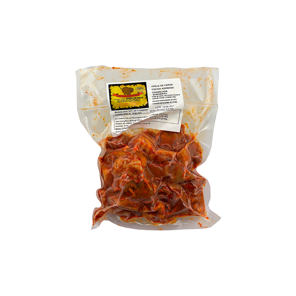 UND 14 OREJA COCIDA Y ADOBADA DE CERDO 500G