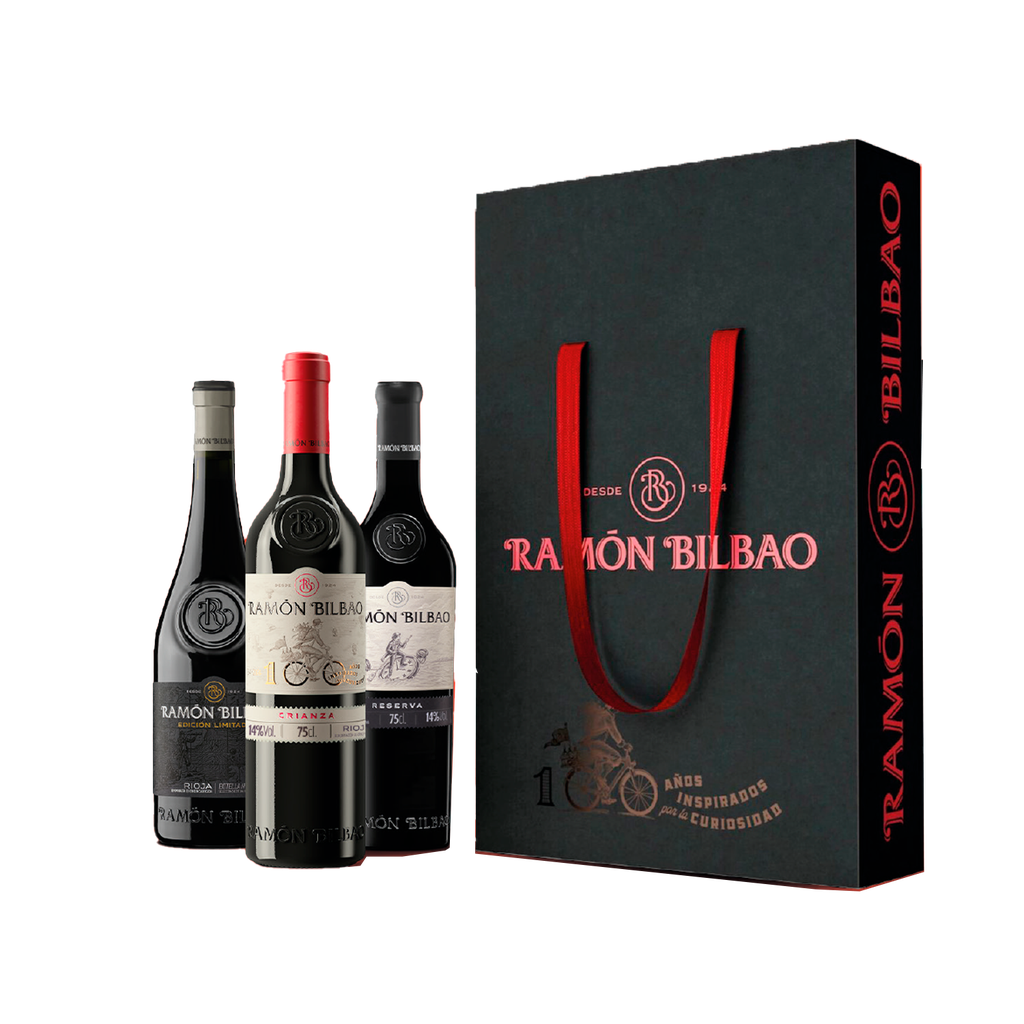 LOTE 100 R.BILBAO CRIANZA, RESERVA,ED LIMITADA + BOTELLERO DE FORJA
