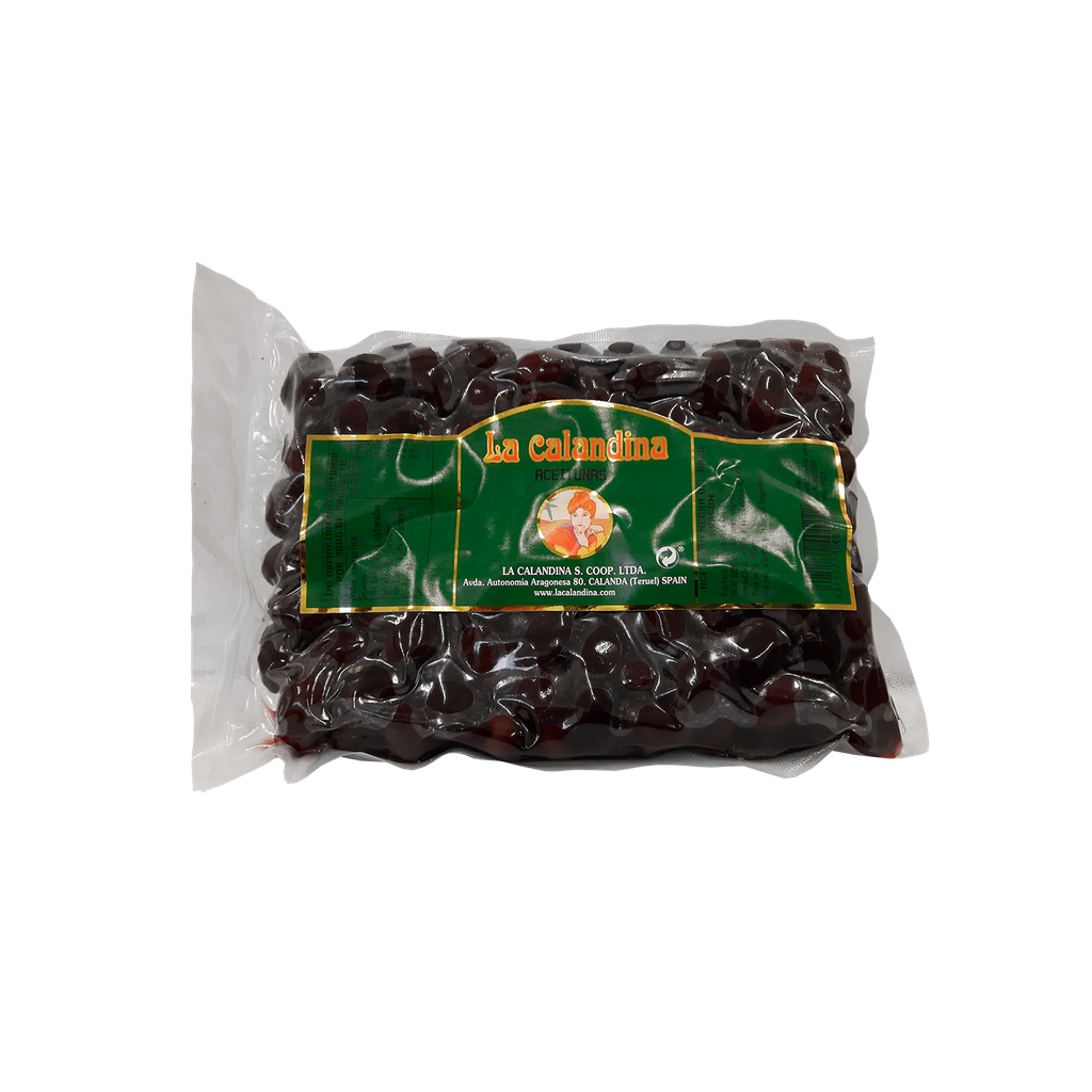 UND 16 ACEITUNA NEGRA ARAGON EN ACEITE BOLSA 500 GR CALANDINA