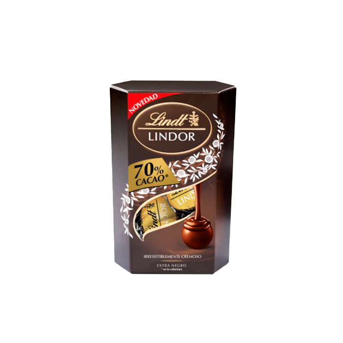UND 8 BOMBONES LINDT CORNET NEGRO 70% 200 GR